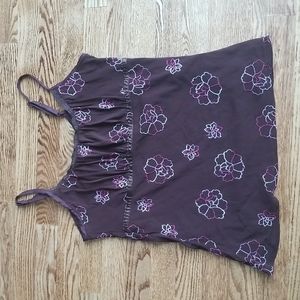 (L) Ricki's Floral Embroidery Spaghetti Strap Empire Waist Tank Top